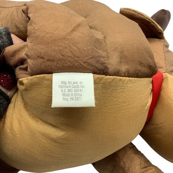 Vtg Rodney Reindeer Plush Stuffed Animal Hallmark Nylon 17" Parachute Material - Picture 3 of 6